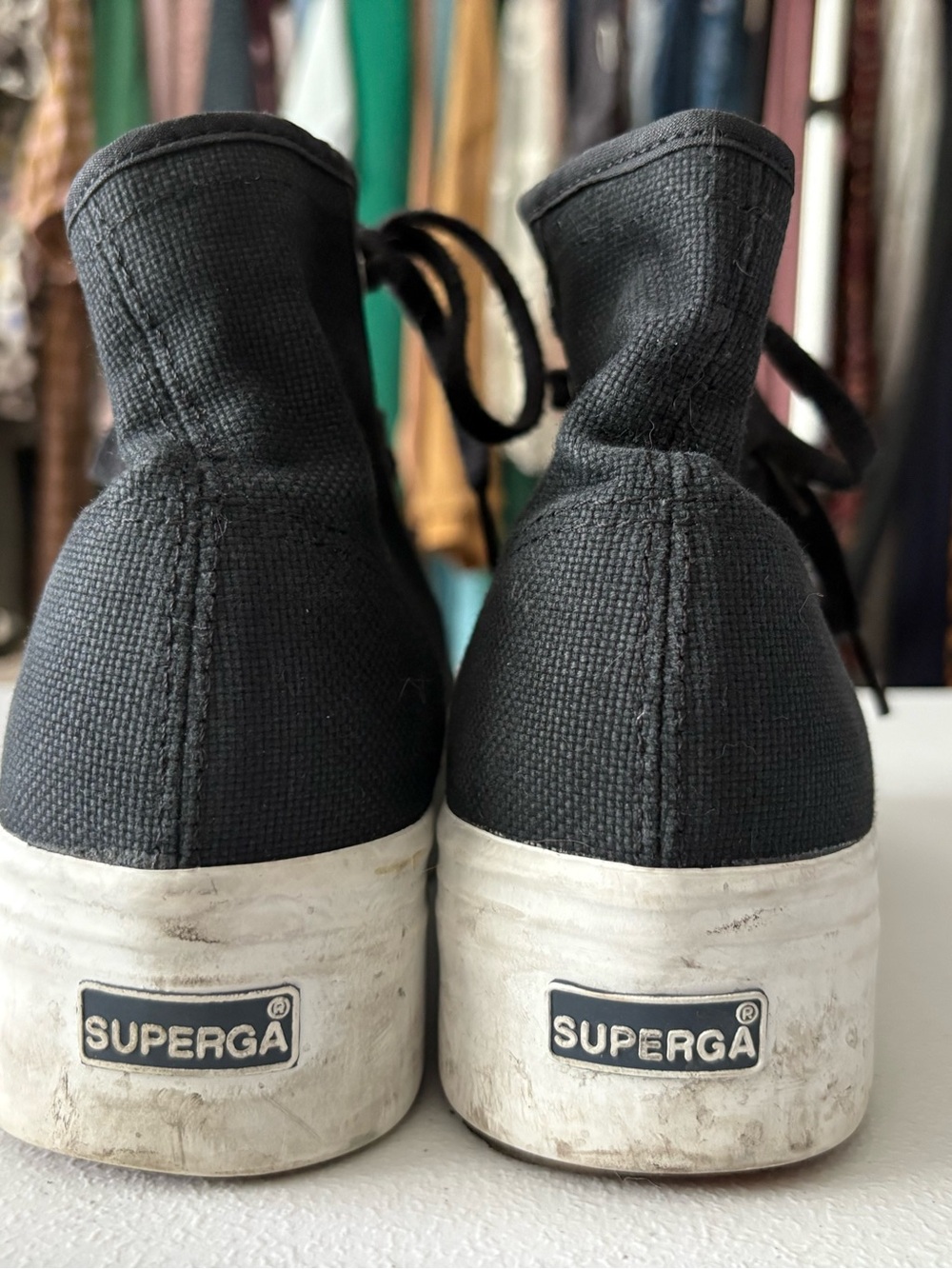 Womens Size 8.5/ Mens Size 7/ 39.5 Superga Black 2705 High Top Platform Sneakers - Picture 7 of 8